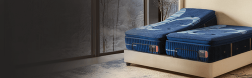 Two twin Stearns and Foster Mattresses in a styled room